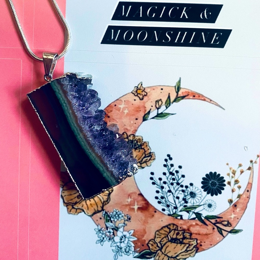 Amethyst slab necklace